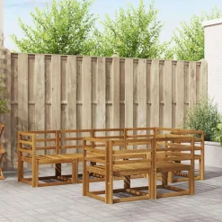 vidaXL Udendørs sofagruppe med pude 7 pcs Naturlig og Lys Grå