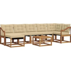 vidaXL Udendørs sofagruppe med pude 8 pcs Naturlig og Beige