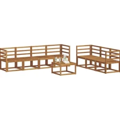 vidaXL Udendørs sofagruppe 8 pcs Naturfarvet Massivt Akacietræ