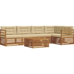 vidaXL Udendørs sofagruppe med pude 6 pcs Naturlig og Beige