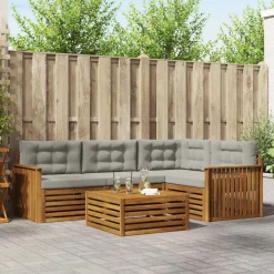 vidaXL Udendørs sofagruppe 5 pcs Naturlig og Lys Grå Massivt Akacietræ