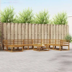 vidaXL Udendørs sofagruppe 9 pcs Naturfarvet Massivt Akacietræ