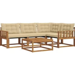 vidaXL Udendørs sofagruppe med pude 5 pcs Naturlig og Beige