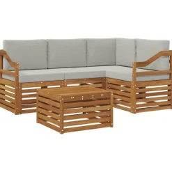 vidaXL Udendørs sofagruppe 5 pcs Naturlig og Lys Grå Massivt Akacietræ