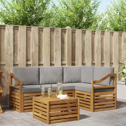 vidaXL Udendørs sofagruppe 5 pcs Naturlig og Lys Grå Massivt Akacietræ