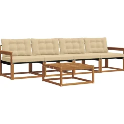 vidaXL Udendørs sofagruppe med pude 5 pcs Naturlig og Beige