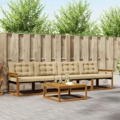 vidaXL Udendørs sofagruppe med pude 5 pcs Naturlig og Beige