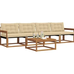vidaXL Udendørs sofagruppe med pude 5 pcs Naturlig og Beige