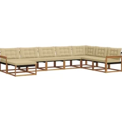 vidaXL Udendørs sofagruppe 8 pcs Naturlig og Beige Massivt Akacietræ