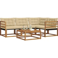 vidaXL Udendørs sofagruppe med pude 5 pcs Naturlig og Beige
