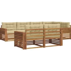 vidaXL Udendørs sofagruppe med pude 7 pcs Naturlig og Beige