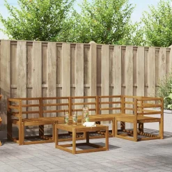 vidaXL Udendørs sofagruppe med pude 6 pcs Naturlig og Beige