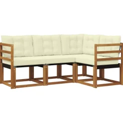 vidaXL Udendørs sofagruppe med pude 4 pcs Naturlig og Beige
