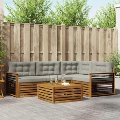 vidaXL Udendørs sofagruppe 5 pcs Naturlig og Lys Grå Massivt Akacietræ