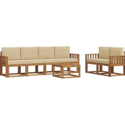 vidaXL Udendørs sofagruppe 7 pcs Naturlig og Beige Massivt Akacietræ