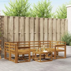 vidaXL Udendørs sofagruppe 7 pcs Naturfarvet Massivt Akacietræ