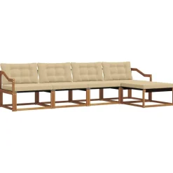 vidaXL Udendørs sofagruppe med pude 5 pcs Naturlig og Beige