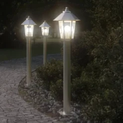 vidaXL udendørs standerlampe 80 cm rustfrit stål sølvfarvet
