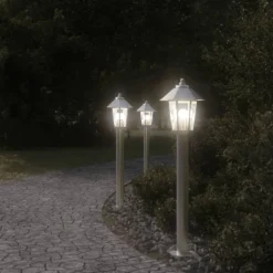 vidaXL udendørs standerlampe 80 cm rustfrit stål sølvfarvet