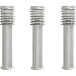vidaXL udendørs standerlamper 3 stk. 60 cm rustfrit stål sølvfarvet