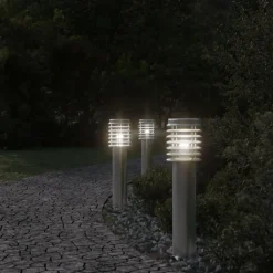 vidaXL udendørs standerlamper 3 stk. 60 cm rustfrit stål sølvfarvet