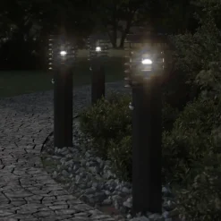 vidaXL udendørs standerlampe med sensor 60 cm rustfrit stål sort
