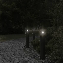 vidaXL udendørs standerlampe med sensor 60 cm rustfrit stål sort