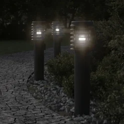 vidaXL udendørs standerlampe med stikkontakt 60 cm rustfrit stål sort