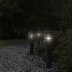 vidaXL udendørs standerlampe med stikkontakt 60 cm rustfrit stål sort