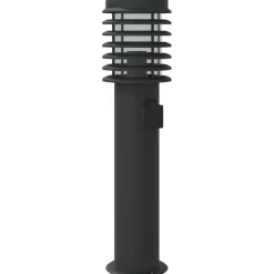 vidaXL udendørs standerlampe med stikkontakt 60 cm rustfrit stål sort