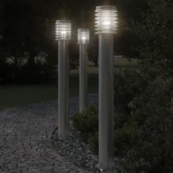 vidaXL udendørs standerlampe 110 cm rustfrit stål sølvfarvet