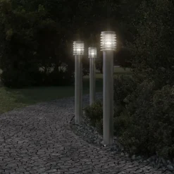 vidaXL udendørs standerlampe 110 cm rustfrit stål sølvfarvet