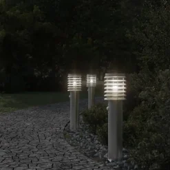 vidaXL udendørs standerlampe med sensor 60 cm rustfrit stål sølvfarvet