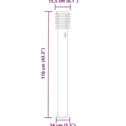 vidaXL udendørs standerlamper 3 stk. sensor 110 cm rustfrit stål sort