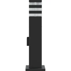 vidaXL udendørs standerlampe med stikkontakt 50 cm aluminium sort