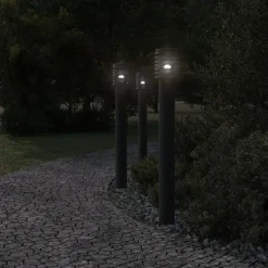 vidaXL udendørs standerlampe med stikkontakt 60 cm rustfrit stål sort