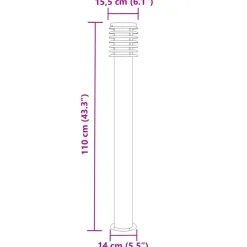 vidaXL udendørs standerlampe 110 cm rustfrit stål sort