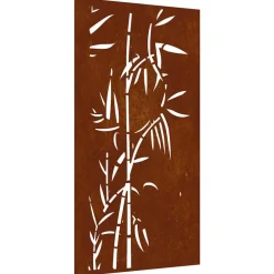 vidaXL udendørs vægdekoration 105x55 cm bambusdesign cortenstål