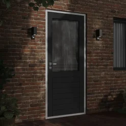 vidaXL udendørs væglampe med sensor trykstøbt aluminium sort