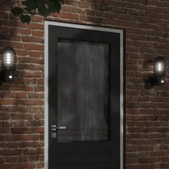 vidaXL udendørs væglampe med sensor rustfrit stål sort