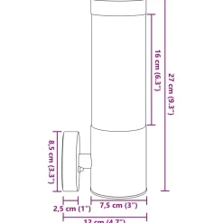 vidaXL Udendørs væglampe Sort 12 x 8,5 x 27 cm
