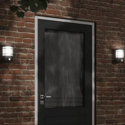 vidaXL udendørs væglamper med sensor 2 stk. rustfrit stål sort
