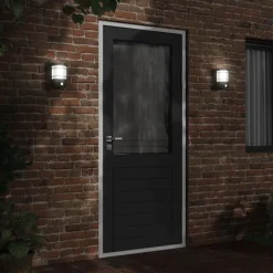 vidaXL udendørs væglamper med sensor 2 stk. rustfrit stål sort