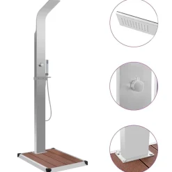 vidaXL udendørsbruser med bakke WPC rustfrit stål
