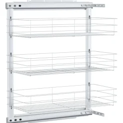 vidaXL udtrækskurv til køkkenskab tre lag 47x25x56 cm sølv