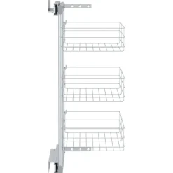 vidaXL udtrækskurv til køkkenskab tre lag 47x25x56 cm sølv
