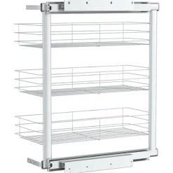 vidaXL udtrækskurv til køkkenskab tre lag 47x25x56 cm sølv