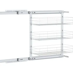 vidaXL udtrækskurv til køkkenskab tre lag 47x25x56 cm sølv