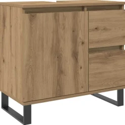 vidaXL underskab til badeværelse 65x33x60 cm konstrueret træ kunsteg