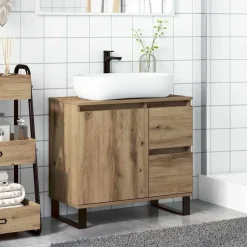 vidaXL underskab til badeværelse 65x33x60 cm konstrueret træ kunsteg